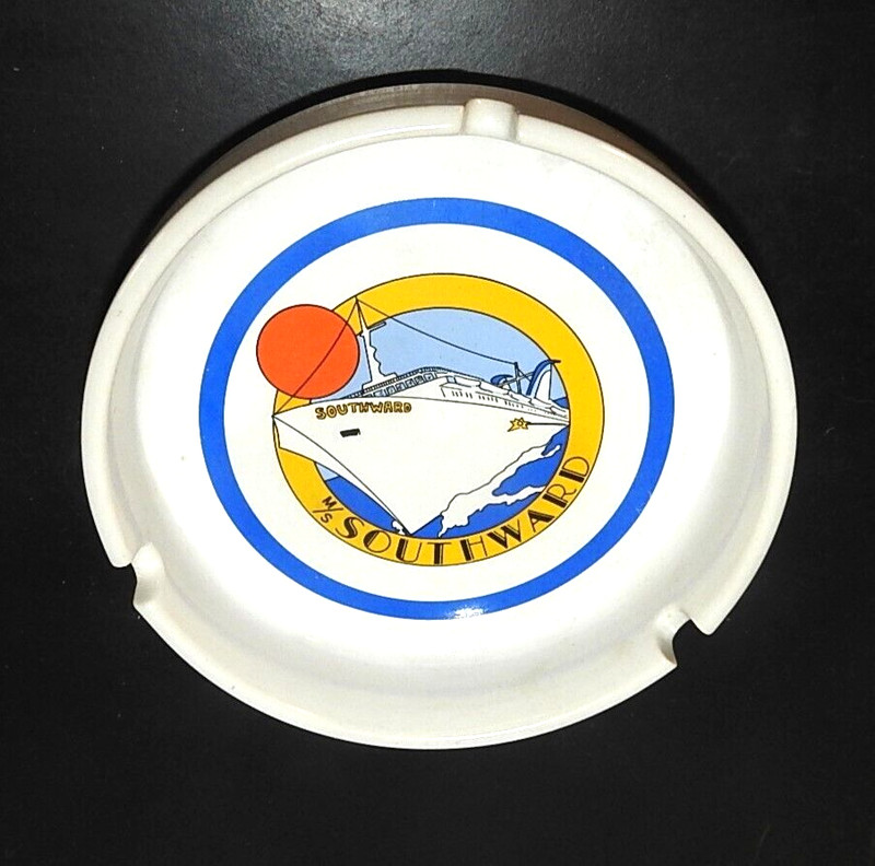 Vintage Norwegian Cruise Lines M/S Southward Ceramic Ahstray 80's Look Boat Logo