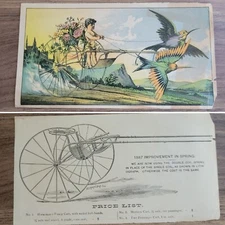 Antique 1887 Lithograph Advertisement Horse Cart Front Back Handbill