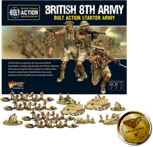 Warlord Games Bolt Action Miniatures: British 8th Army Starter Set - WW2 Britain - Afbeelding 1 van 8