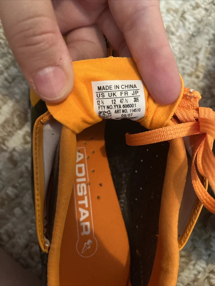 ADIDAS 2007 ADIDISTAR TACOS DEMOLIDORES 12,5 EE. UU. NARANJA CREMALLERA METAL 114510 Foto 4 de 4