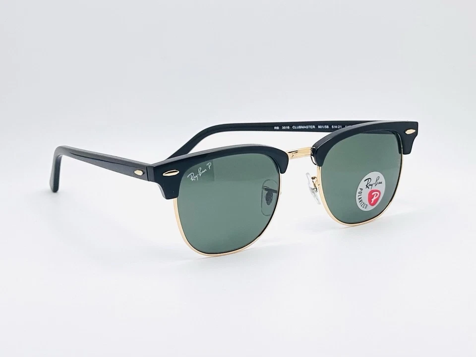 Ray-Ban Clubmaster Classic RB3016 51mm Sunglasses - Black / Green Polarized Lens - Image 3 of 4