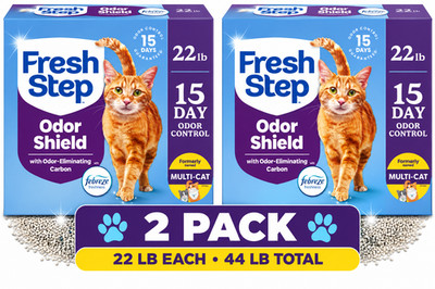 Fresh Step Odor Shield Multi-Cat Clumping Cat Litter, Febreze Freshness , 22 lb