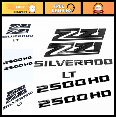 #ad Set of 6 Black 3D Z71 LT Emblems Badges for Silverado 2500HD 2019 2025 Parts $137.99