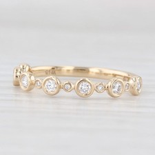 New 0.20ctw Diamond Wedding Band 14k Yellow Gold Stackable Anniversary Ring 6.5