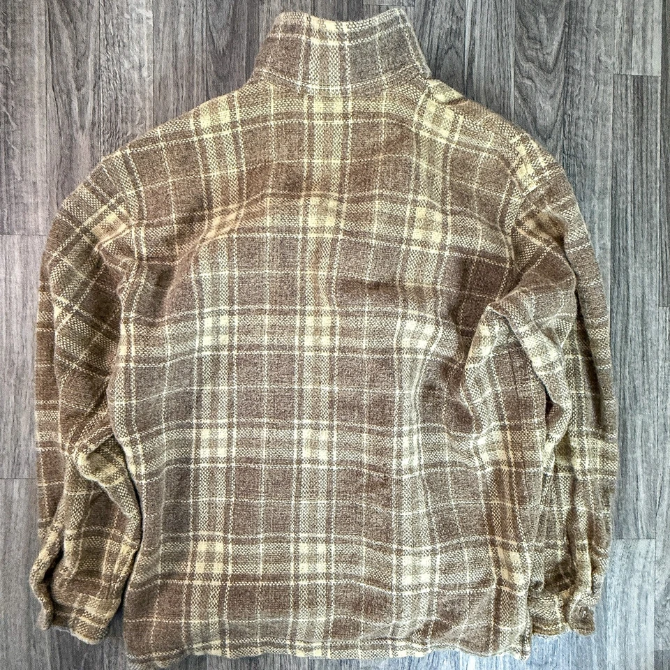 Camisa-Chaqueta Vintage Años 90 Karl Kani Jeans Marrón Mezcla Lana A Cuadros 2XL Foto 2 de 4