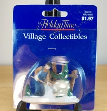Holiday Time Porcelain Christmas Village Figure Man Shoveling Snow New
