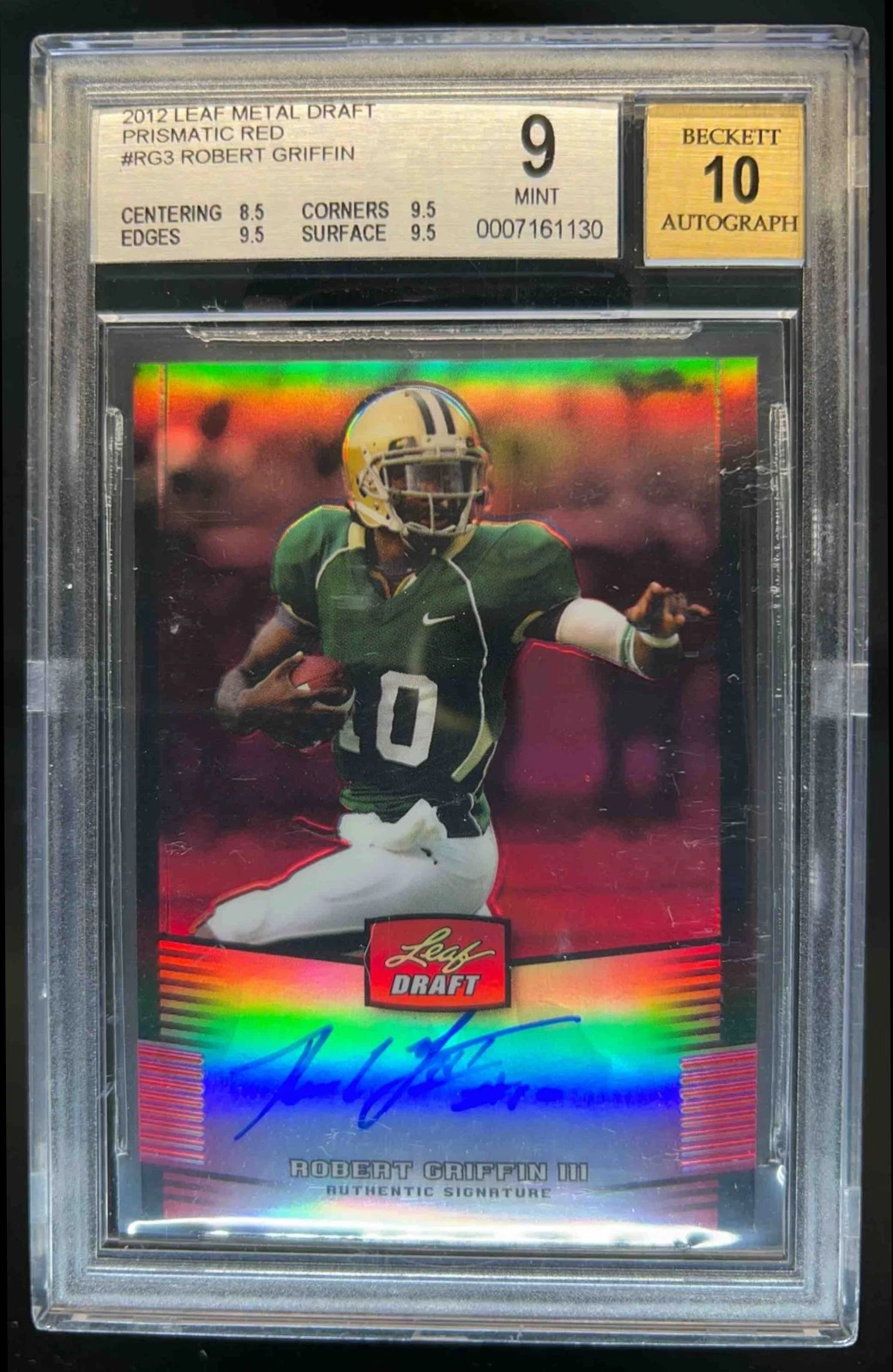 Robert Griffin III Leaf Metal Draft #RG3 Autograph-Prismatic Red