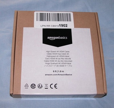 BRAND NEW & SEALED  Amazon Basics High-Speed 4K HDMI Cable 6ft 1.8m
