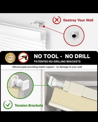 LazBlinds Cordless Cellular Shades, No Tools Blackout Honeycomb 24'' W x 64'' H,
