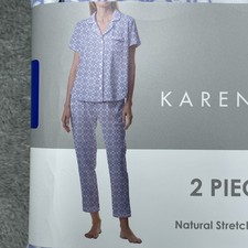 Karen Neuburger Women's L Pajama Set Blue Cotton Blend d1214