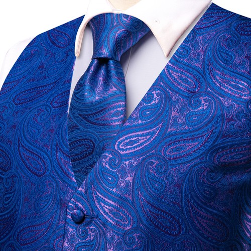 Men's Tuxedo Vest & Bowtie/Necktie Set, Classic Formal Waistcoat Paisley Floral - Picture 52 of 224