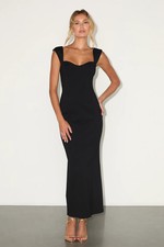 Lulus #508 Samai Black Cap Sleeve Bodycon Midi Dress