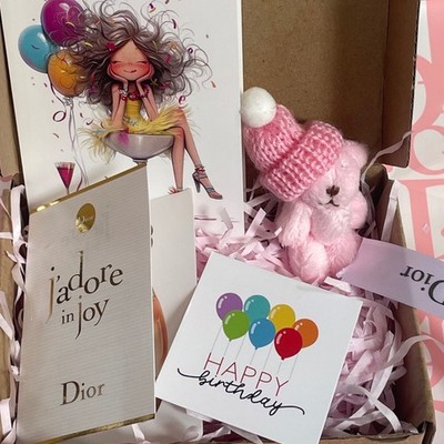 Dior  jadore in joy,  miss Dior Pocket Bear Worry Bear Birthday  Card Paper