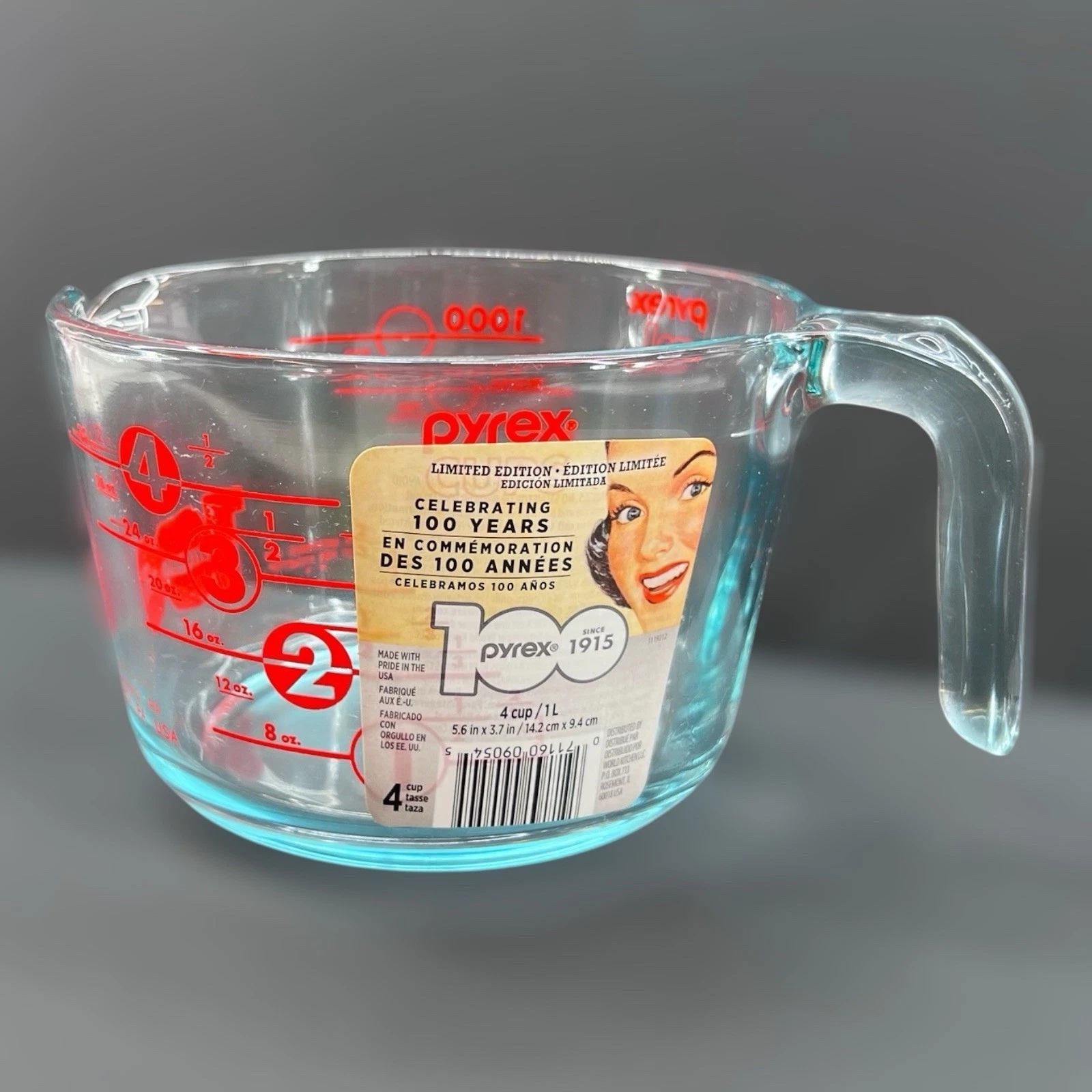 PYREX 100th Anniversary Limited Edition 4 Cup Measuring w Original Label 3660