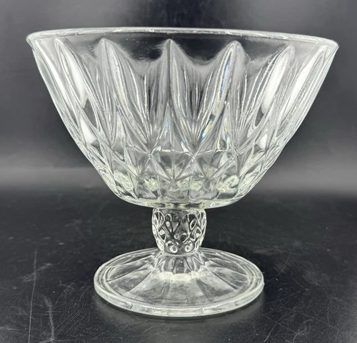 Vintage Anchor Hocking Crown Point Pedestal Candy Glass Dish 5"x6"