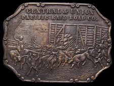 II11165 VINTAGE 1970s BERGAMOT CENTRAL UNION PACIFIC RAILROAD BUCKLE