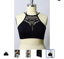 Amorbella Womens high neck  xs/s Size Floral Cutout Seamless Crop Top Bralette