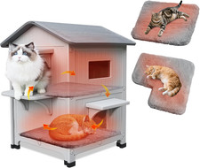 Plastic Outdoor Cat House with Soft Mat, Insulated Outdoor Cat Houses for Winter