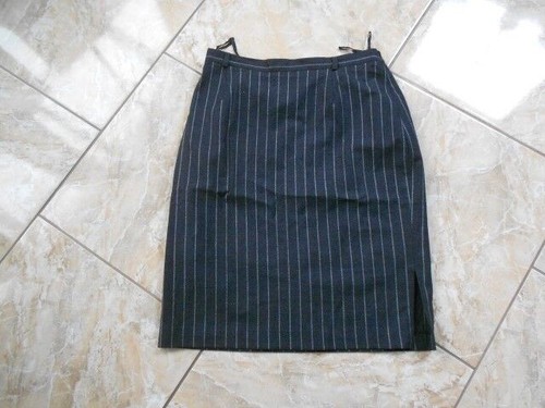 D8776 Charme Laine Jupe 44 Anthracite Gris Clair Rayé comme Neuf - Photo 1/1