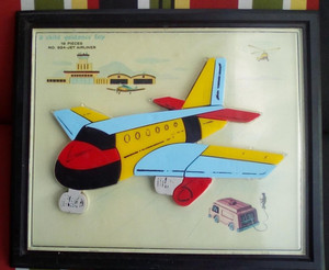 VTG CHILD GUIDANCE TOY PLASTIC MAGNETIC PUZZLE JET AIRLINER/PLANE 19 PCS #924