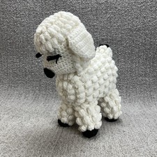 Hand Knit Little White Lamb Crochet Handmade Stuffed Toy 13 Clean