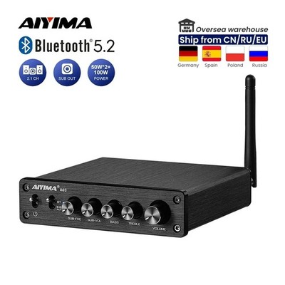 AIYIMA TPA3116 Bluetooth 5.2 2.1 Amplifier 50W+50W+100W Hi-Fi Audio