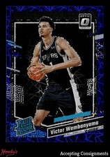 2023-24 Donruss Optic Blue Velocity #225 Victor Wembanyama RC Rated Rookie SPURS