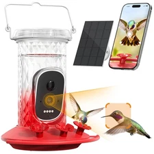 Smart Hummingbird Feeder Camera with AI Identification, 2.5K HD & Color Night Vi