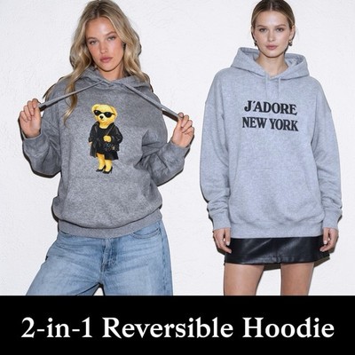 J Adore New York Reversible Hoodie   Oversized Luxe Streetwear Custom NWT