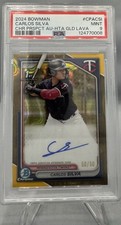 2024 Bowman Chrome Carlos Silva 1st Gold Lava Refractor Auto 50/50 PSA 9 Bookend