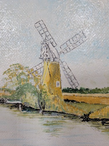 Oil Painting Framed Vintage Sailing on the Norfolk Broads? On Board 34x24.5cm - Picture 3 of 15