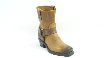 Frye Women's Leather Pull On Ankle Boots Harness 8R Dark Brown