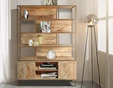 Regal Standregal 145x199cm Massivholz Mango natur & goldfarbig NEU OVP!!!