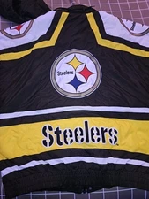 Vintage 90s Pittsburgh Steelers Apex Pro Line Hooded Jacket Size L NFL Football