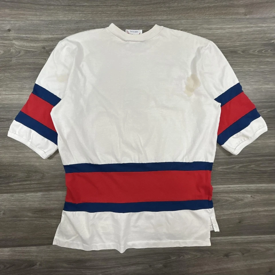 Camiseta deportiva de hockey vintage del equipo de EE. UU. para hombre grande hecha en EE. UU. Nutmeg Mills años 80 EE. UU. Foto 2 de 4