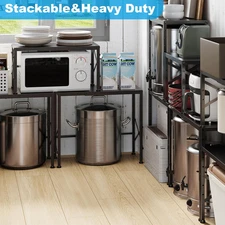Expandable Metal Storage Shelves 100LBS Stackable Pantry Heavy Duty Shelving