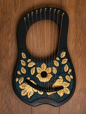 Handmade Rosewood Lyre Harp Music With Free Strings set, Tuning Key and Bag