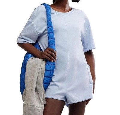 FP Movement Hot Shot Crew Neck Tee Romper Color Steel NWT Size Medium