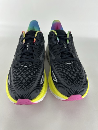 Hoka Clifton 9 Athletic Running Shoes Mens 12 D Black Yellow Multicolor - Picture 3 of 12