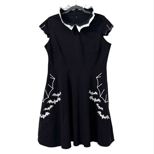 Fenxxl Damen Halloween Retro 50er Jahre Stil Kleid XXL Fledermäuse Kurzarm Swing