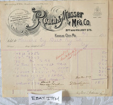 1900 Billhead KANSAS CITY Missouri ROACH & MUSSER MFG. CO. KC Belt Railway