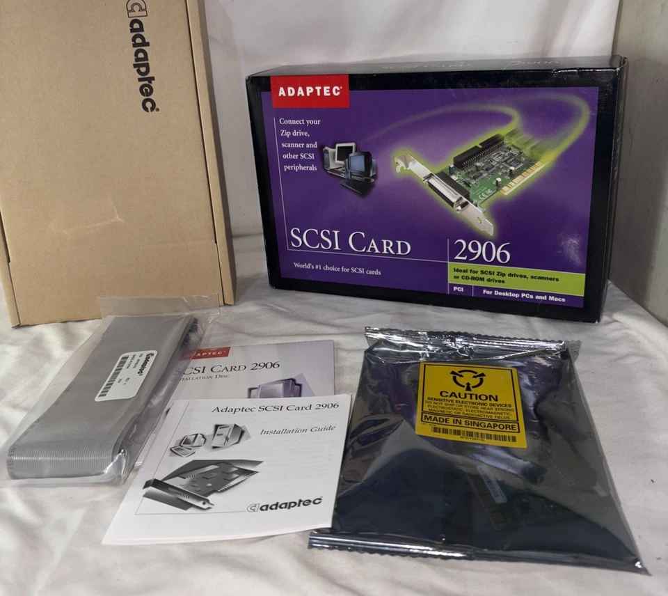 Adaptec AVA-2906 32 Bit PCI SCSI Controller Card PC Mac Open Box Sealed Interior - Image 2 of 4