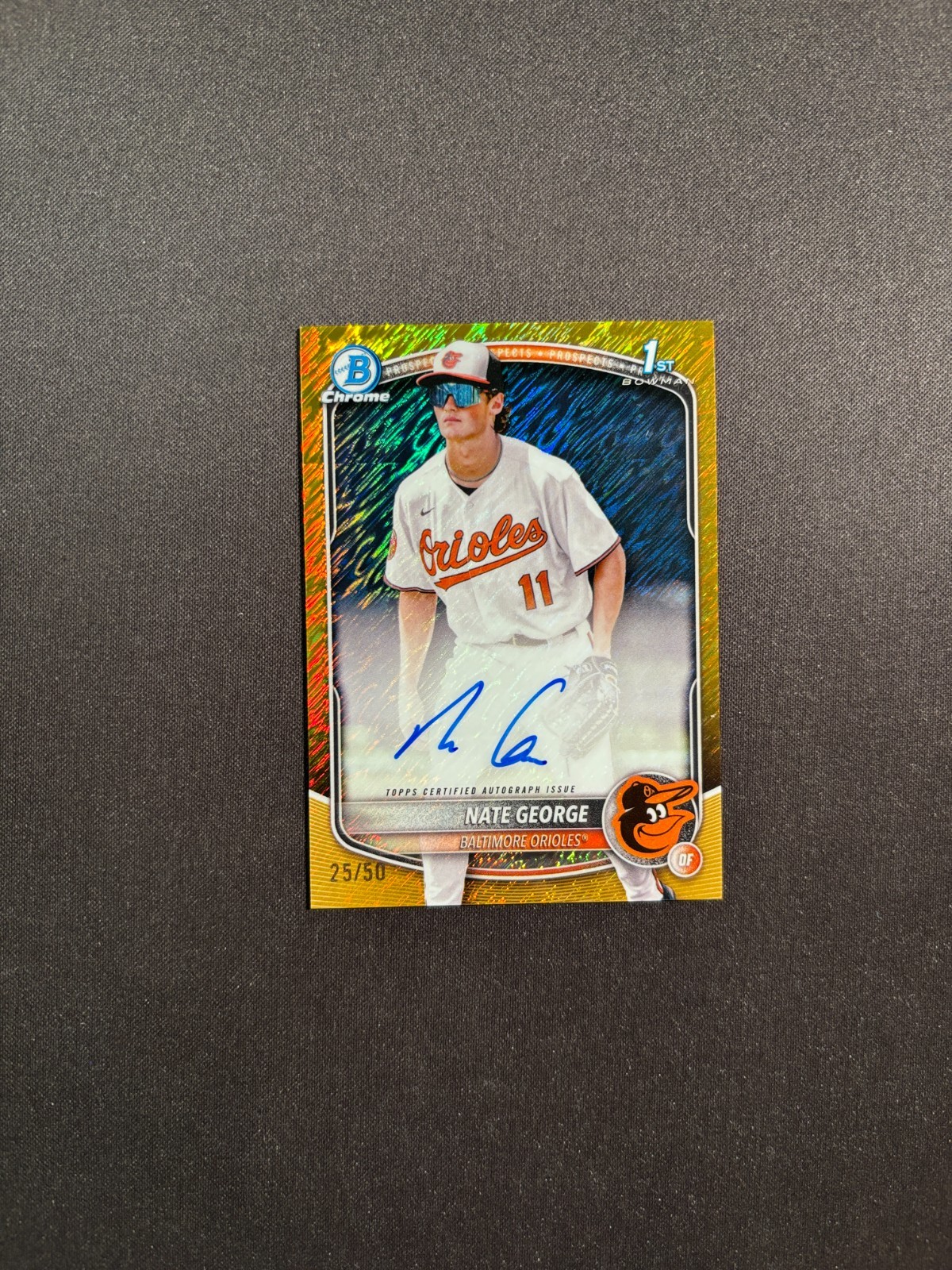 2025 Bowman Chrome #CPA-NG Nate George 1st Gold Shimmer Auto 25/50 BJZ1