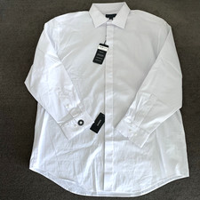 Alfani Mens Dress Shirt L 16 - 16.5 32/33 Regular Fit Solid White Convertible ND