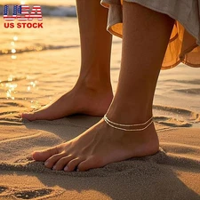 Gold Ankle Bracelets for Women Dainty Layered Gold Ankle Bracelets Jewelry Gift
