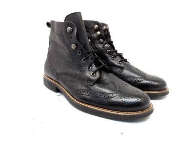 Massimo Matteo Men's Perf Wing Boots 2817 Black Leather Size 9.5M