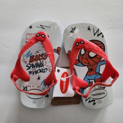 NEW Havaianas Kids' Baby Spiderman flip flops sandals with back strap Size 7  C