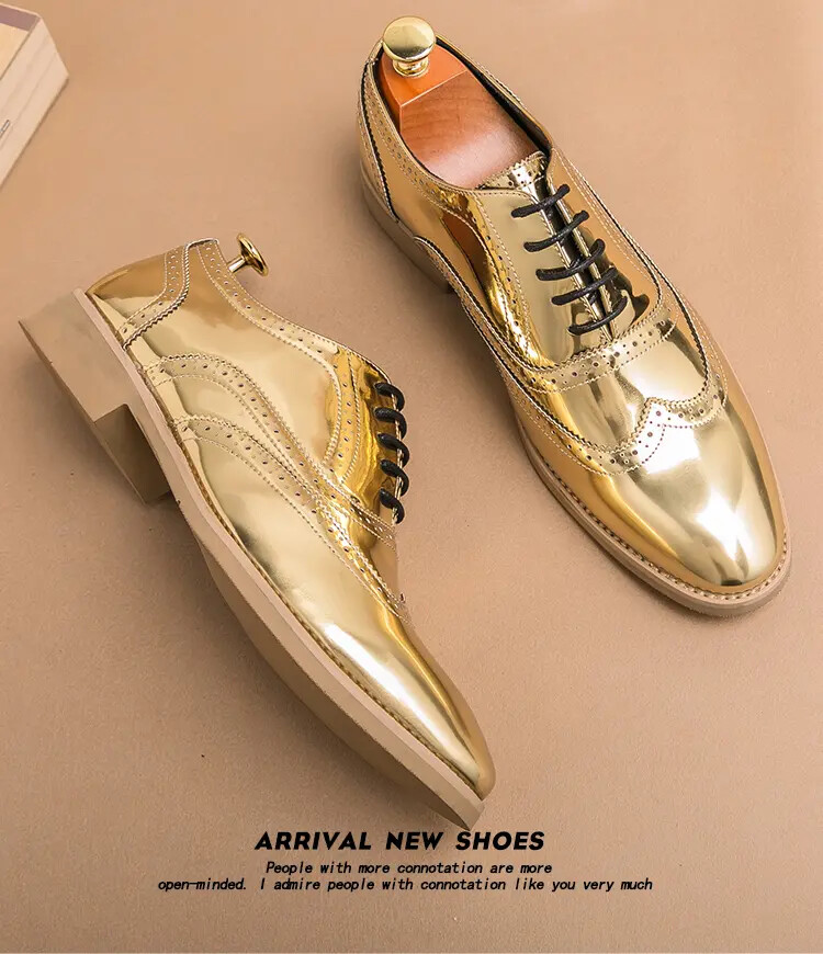 Men's Dress Shoes - Men's Brogue Vintage Carved Genuine Leather Lace up Shoes (D14)(MSF2)(MSF4)