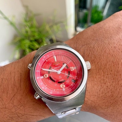 Rare Seiko SUS Dancing Hands SCFJ003 Red Dial Date 1998's Vintage