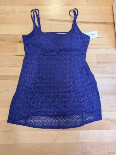 22 Swimsuits for All Blue Eyelet Adjustable One Piece Padded Swimsuit Skirt